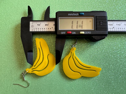 Banana Bunch Earrings: Laser Cut Acrylic Bananas, Fruit, Food Earrings, Breakfast, Food Earrings, Gifts for Her/Him/Them