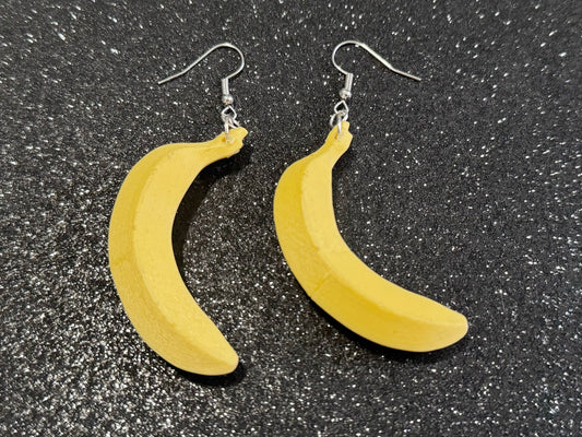 Banana Earrings: 3D Printed Bananas, Fruit, Food Earrings, Breakfast, Food Earrings, Best Gifts for Her/Him/Them
