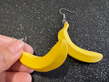 Banana Earrings: 3D Printed Bananas, Fruit, Food Earrings, Breakfast, Food Earrings, Best Gifts for Her/Him/Them