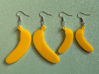 Banana Earrings: Laser Cut Acrylic Bananas, Fruit, Banana Bunch, Food Earrings, Breakfast, Food Earrings, Best Gifts for Her/Him/Them