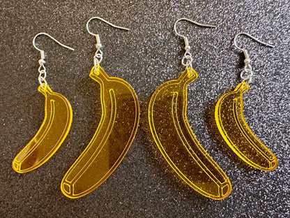 Banana Earrings: Laser Cut Acrylic Bananas, Fruit, Banana Bunch, Food Earrings, Breakfast, Food Earrings, Best Gifts for Her/Him/Them