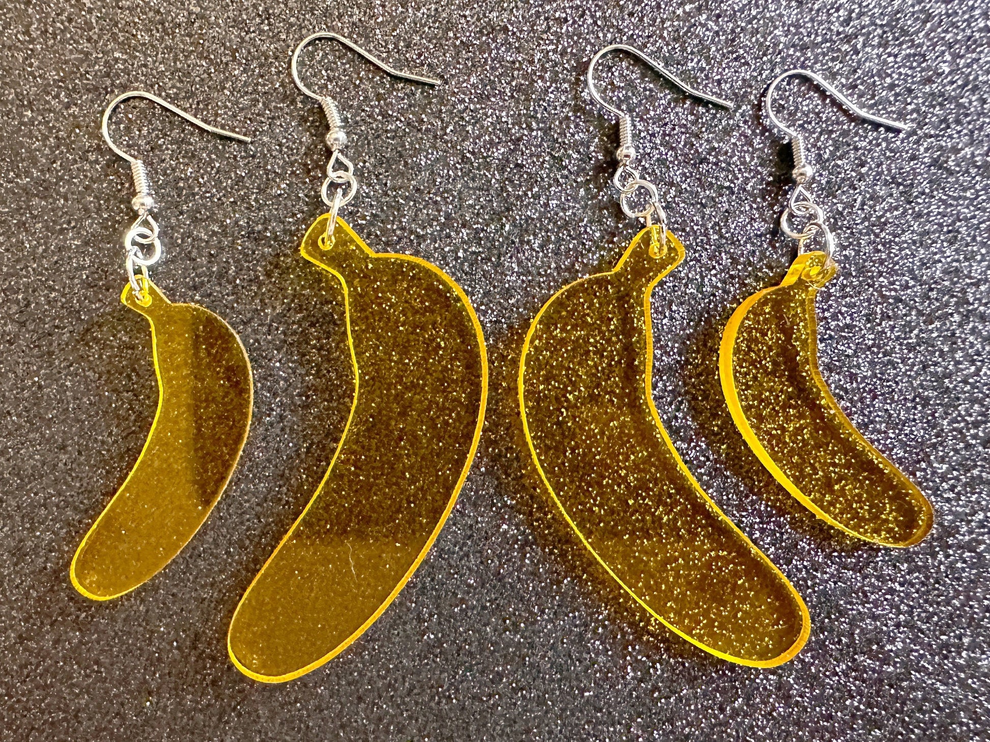 Banana Earrings: Laser Cut Acrylic Bananas, Fruit, Banana Bunch, Food Earrings, Breakfast, Food Earrings, Best Gifts for Her/Him/Them