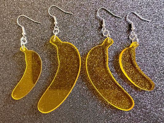 Banana Earrings: Laser Cut Acrylic Bananas, Fruit, Banana Bunch, Food Earrings, Breakfast, Food Earrings, Best Gifts for Her/Him/Them