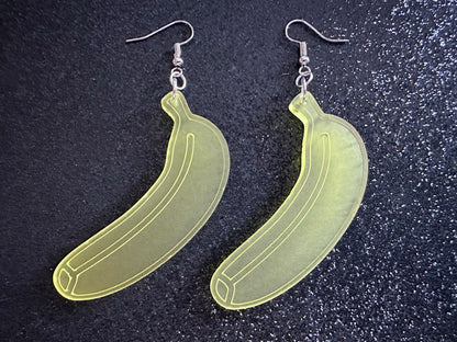 Banana Earrings: Laser Cut Acrylic Bananas, Fruit, Banana Bunch, Food Earrings, Breakfast, Food Earrings, Best Gifts for Her/Him/Them