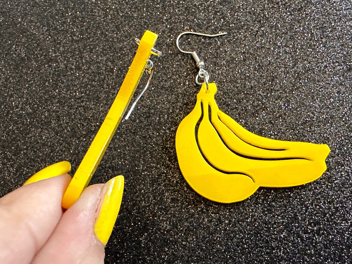 Banana Earrings: Laser Cut Acrylic Bananas, Fruit, Banana Bunch, Food Earrings, Breakfast, Food Earrings, Best Gifts for Her/Him/Them