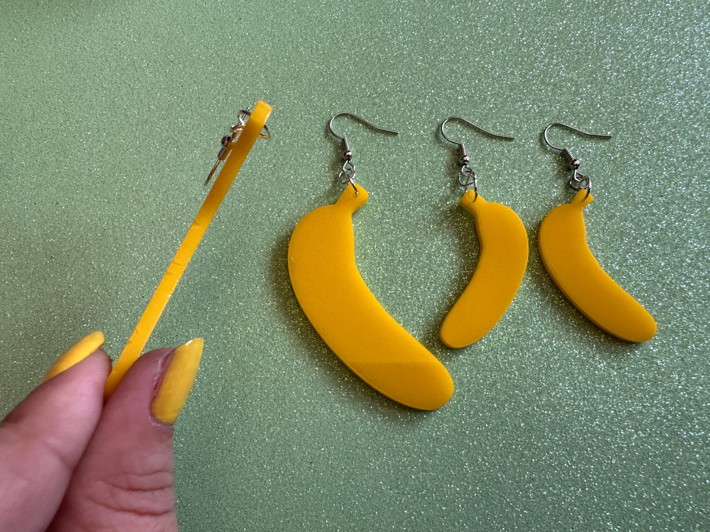 Banana Earrings: Laser Cut Acrylic Bananas, Fruit, Banana Bunch, Food Earrings, Breakfast, Food Earrings, Best Gifts for Her/Him/Them