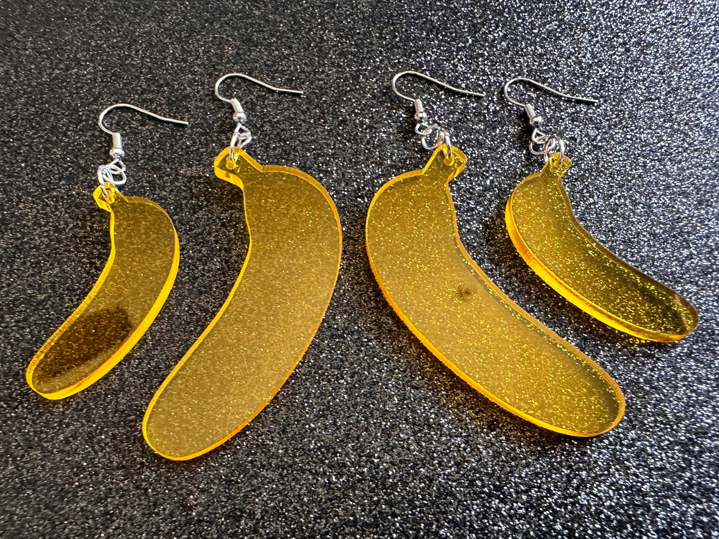 Banana Earrings: Laser Cut Acrylic Bananas, Fruit, Banana Bunch, Food Earrings, Breakfast, Food Earrings, Best Gifts for Her/Him/Them