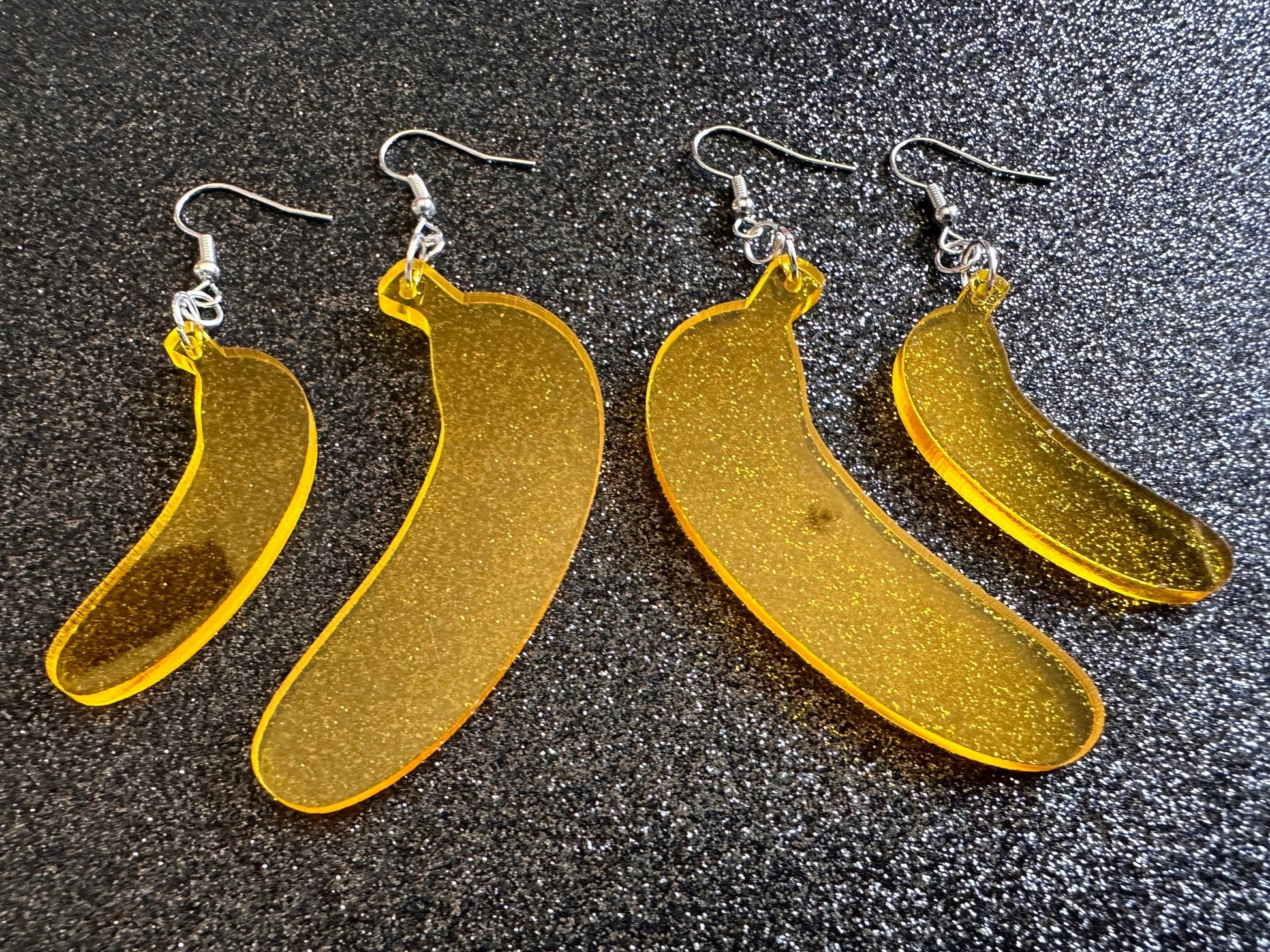 Banana Earrings: Laser Cut Acrylic Bananas, Fruit, Banana Bunch, Food Earrings, Breakfast, Food Earrings, Best Gifts for Her/Him/Them
