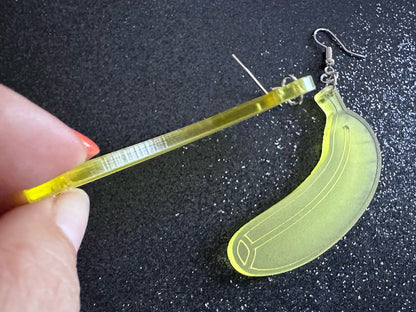 Banana Earrings: Laser Cut Acrylic Bananas, Fruit, Banana Bunch, Food Earrings, Breakfast, Food Earrings, Best Gifts for Her/Him/Them