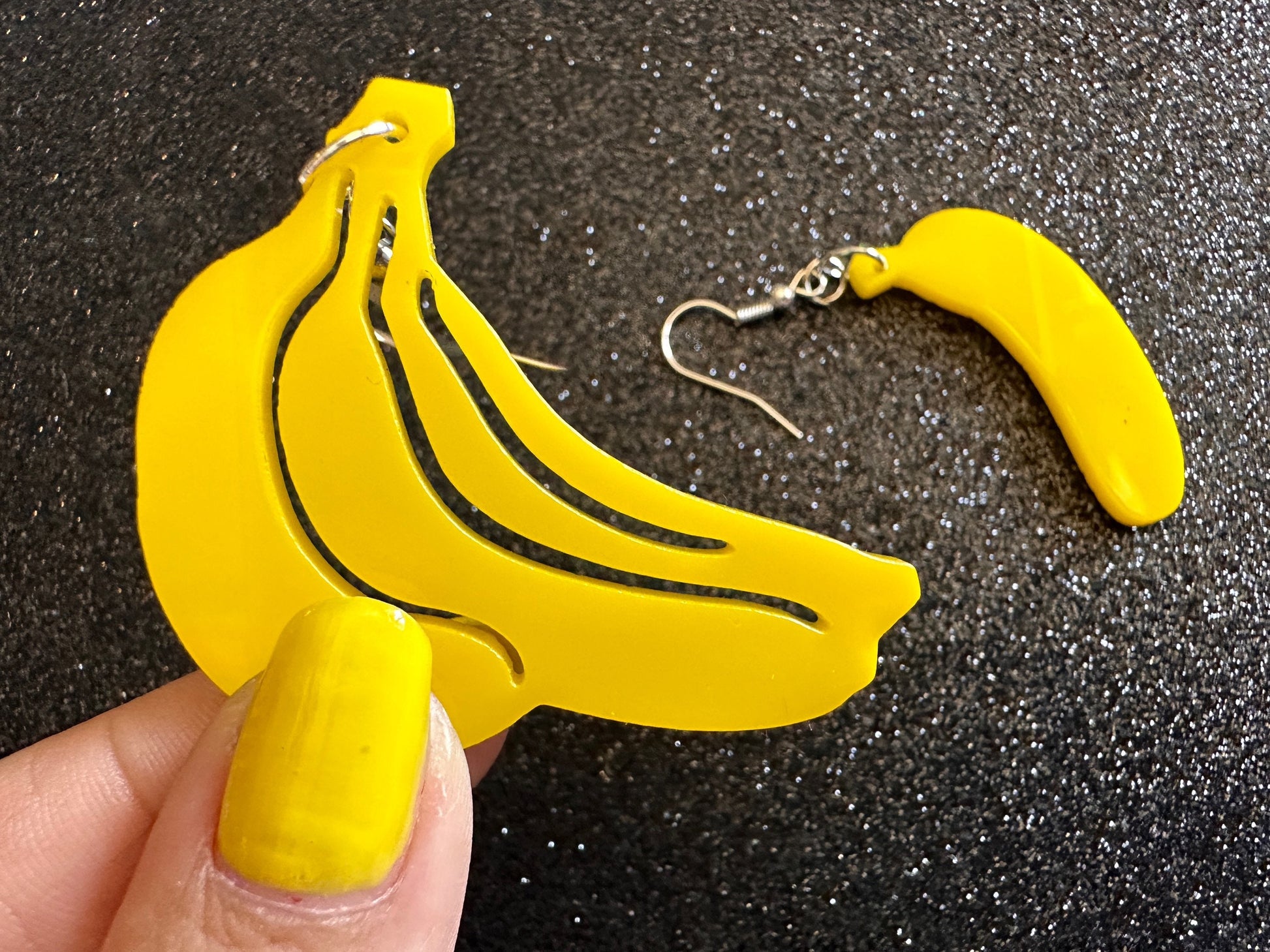 Banana Earrings: Laser Cut Acrylic Bananas, Fruit, Banana Bunch, Food Earrings, Breakfast, Food Earrings, Best Gifts for Her/Him/Them