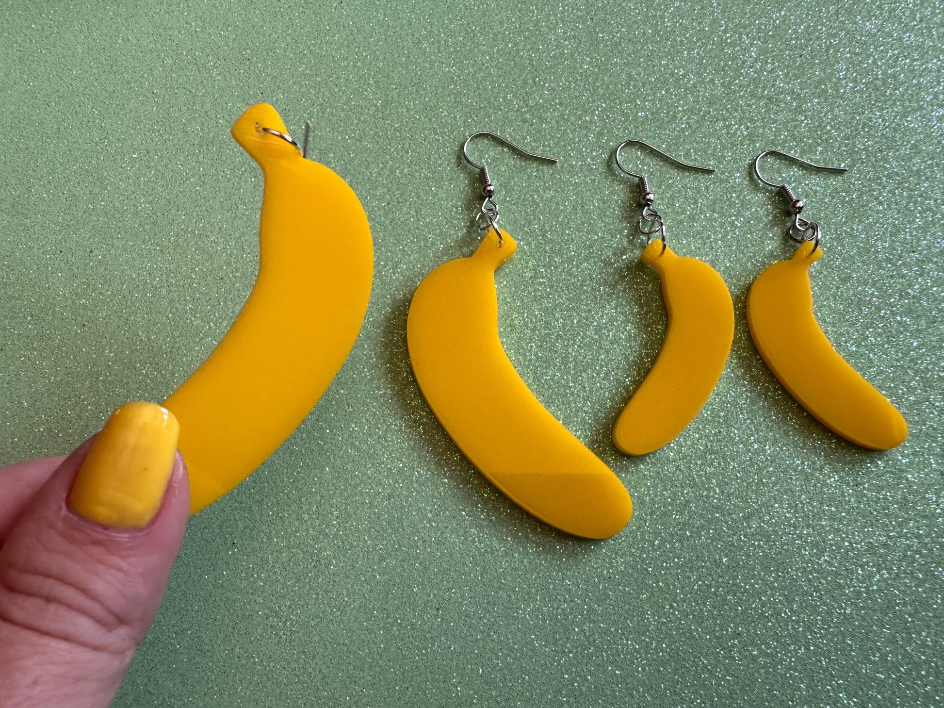 Banana Earrings: Laser Cut Acrylic Bananas, Fruit, Banana Bunch, Food Earrings, Breakfast, Food Earrings, Best Gifts for Her/Him/Them