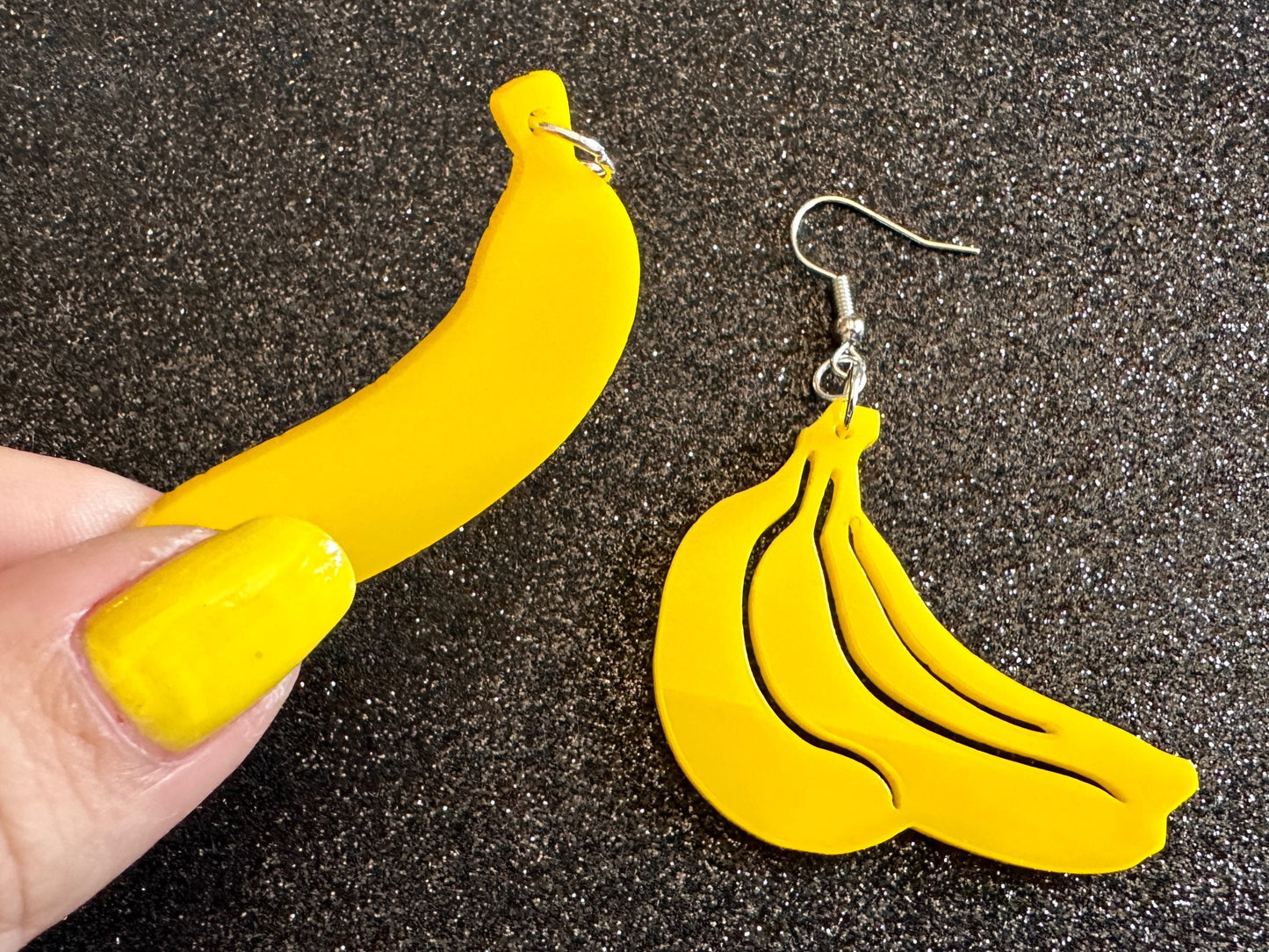 Banana Earrings: Laser Cut Acrylic Bananas, Fruit, Banana Bunch, Food Earrings, Breakfast, Food Earrings, Best Gifts for Her/Him/Them