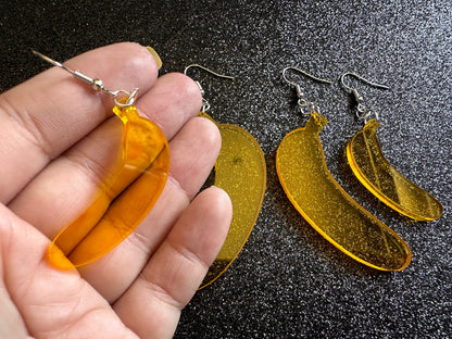Banana Earrings: Laser Cut Acrylic Bananas, Fruit, Banana Bunch, Food Earrings, Breakfast, Food Earrings, Best Gifts for Her/Him/Them