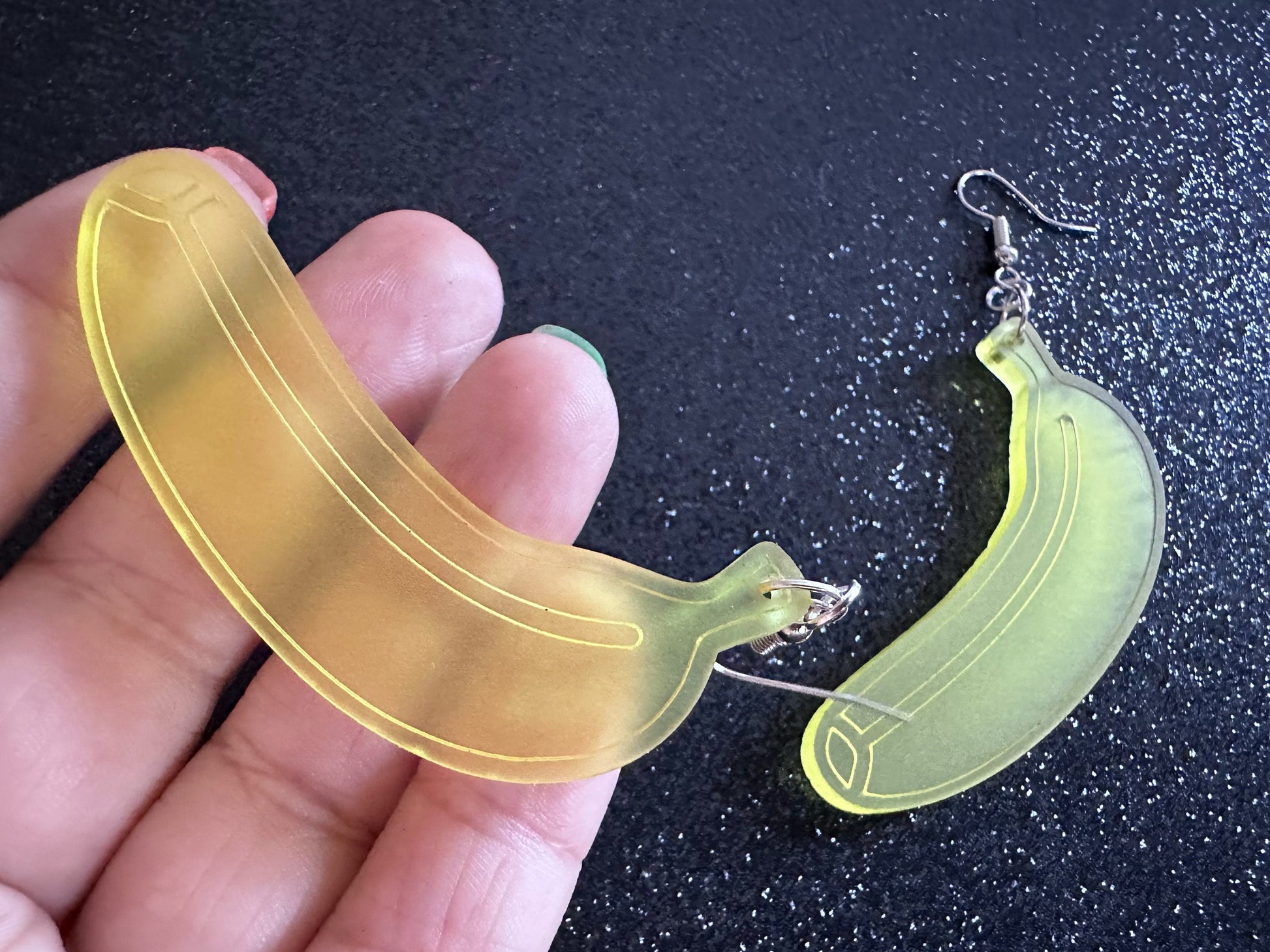 Banana Earrings: Laser Cut Acrylic Bananas, Fruit, Banana Bunch, Food Earrings, Breakfast, Food Earrings, Best Gifts for Her/Him/Them