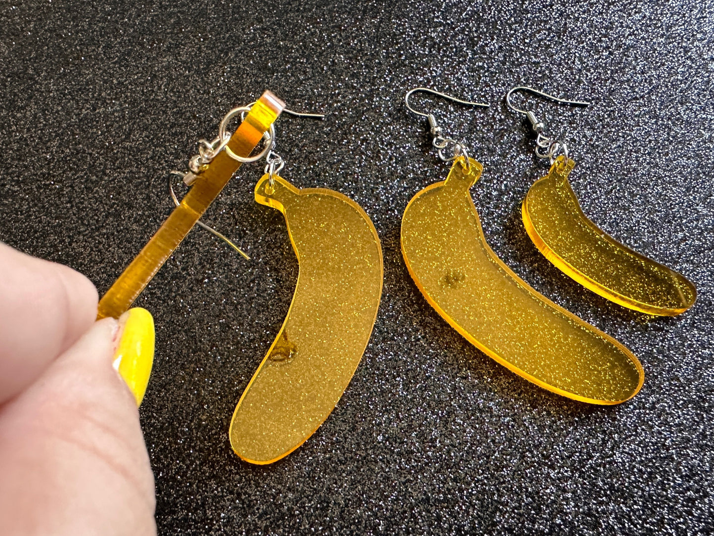 Banana Earrings: Laser Cut Acrylic Bananas, Fruit, Banana Bunch, Food Earrings, Breakfast, Food Earrings, Best Gifts for Her/Him/Them