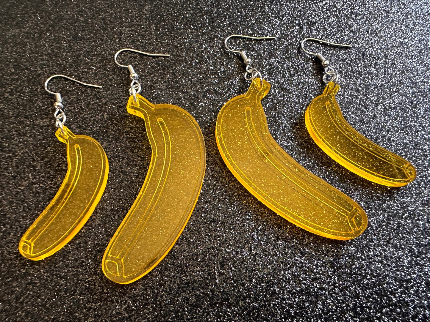 Banana Earrings: Laser Cut Acrylic Bananas, Fruit, Banana Bunch, Food Earrings, Breakfast, Food Earrings, Best Gifts for Her/Him/Them