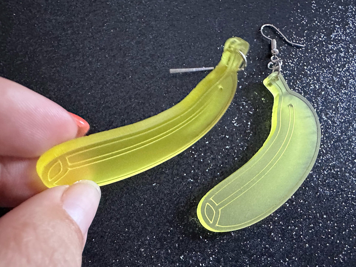 Banana Earrings: Laser Cut Acrylic Bananas, Fruit, Banana Bunch, Food Earrings, Breakfast, Food Earrings, Best Gifts for Her/Him/Them