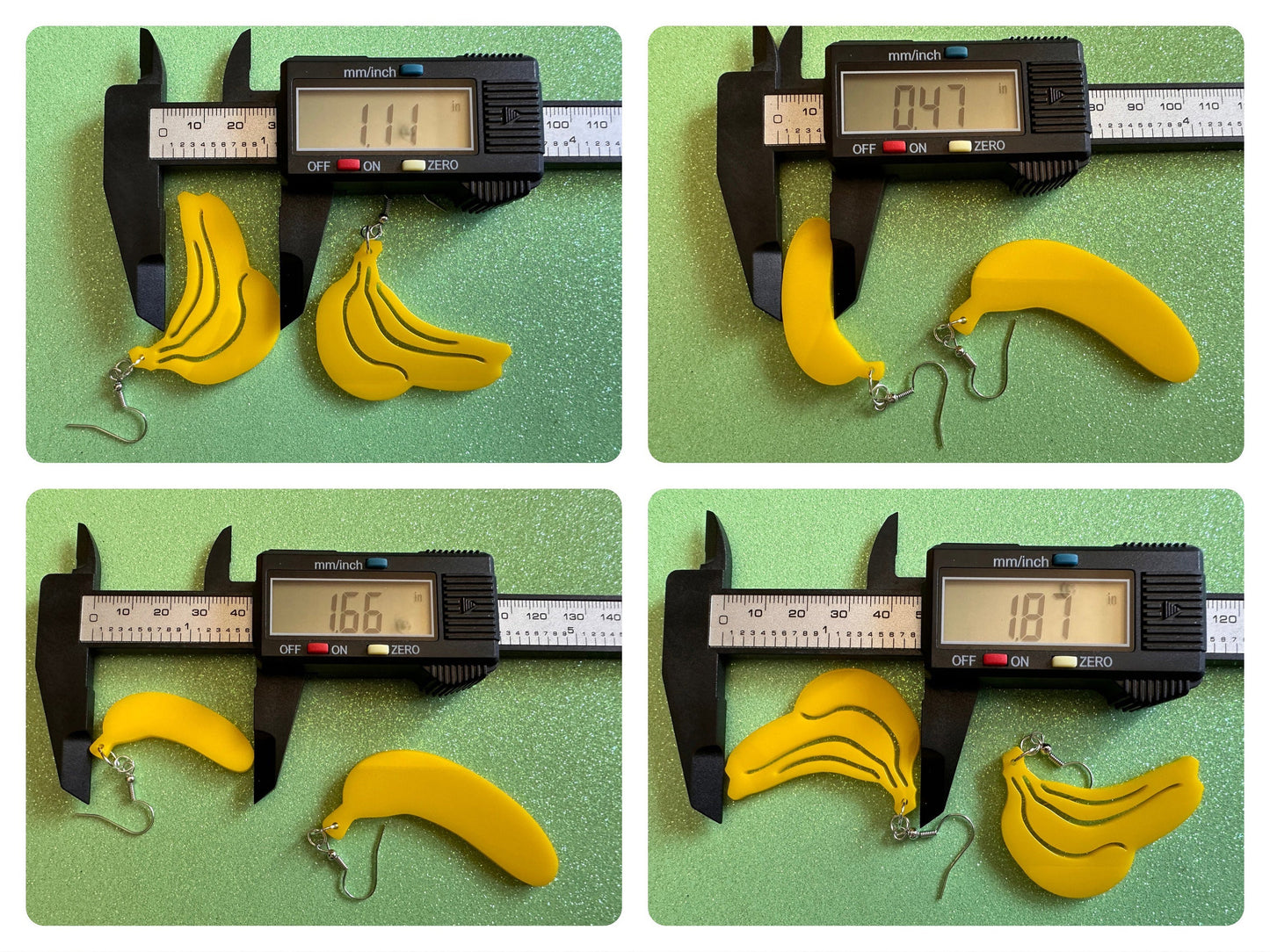 Banana Earrings: Laser Cut Acrylic Bananas, Fruit, Banana Bunch, Food Earrings, Breakfast, Food Earrings, Best Gifts for Her/Him/Them