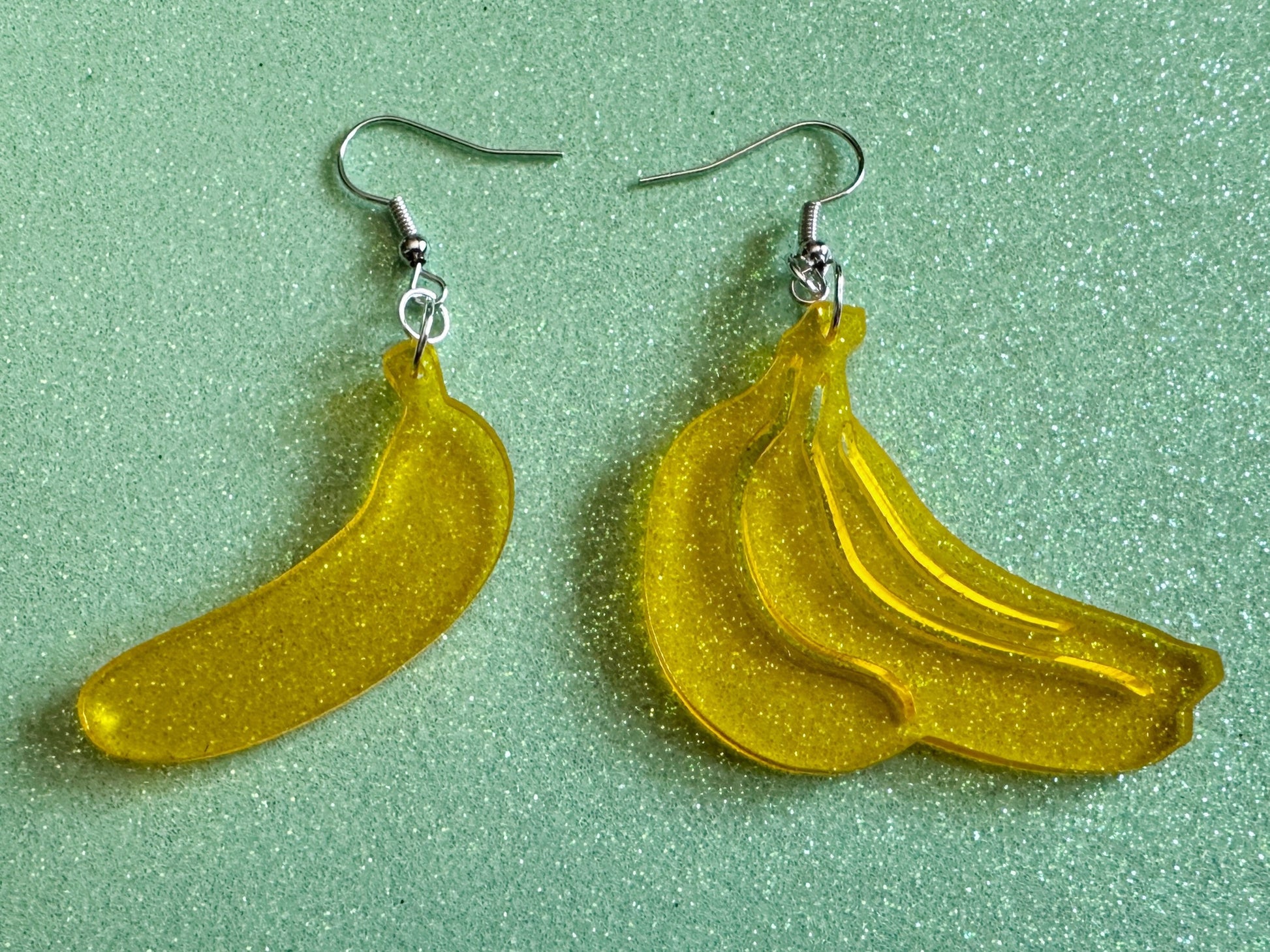 Banana Earrings: Laser Cut Acrylic Bananas, Fruit, Banana Bunch, Food Earrings, Breakfast, Food Earrings, Gifts for Her/Him/Them