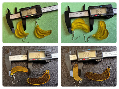 Banana Earrings: Laser Cut Acrylic Bananas, Fruit, Banana Bunch, Food Earrings, Breakfast, Food Earrings, Gifts for Her/Him/Them