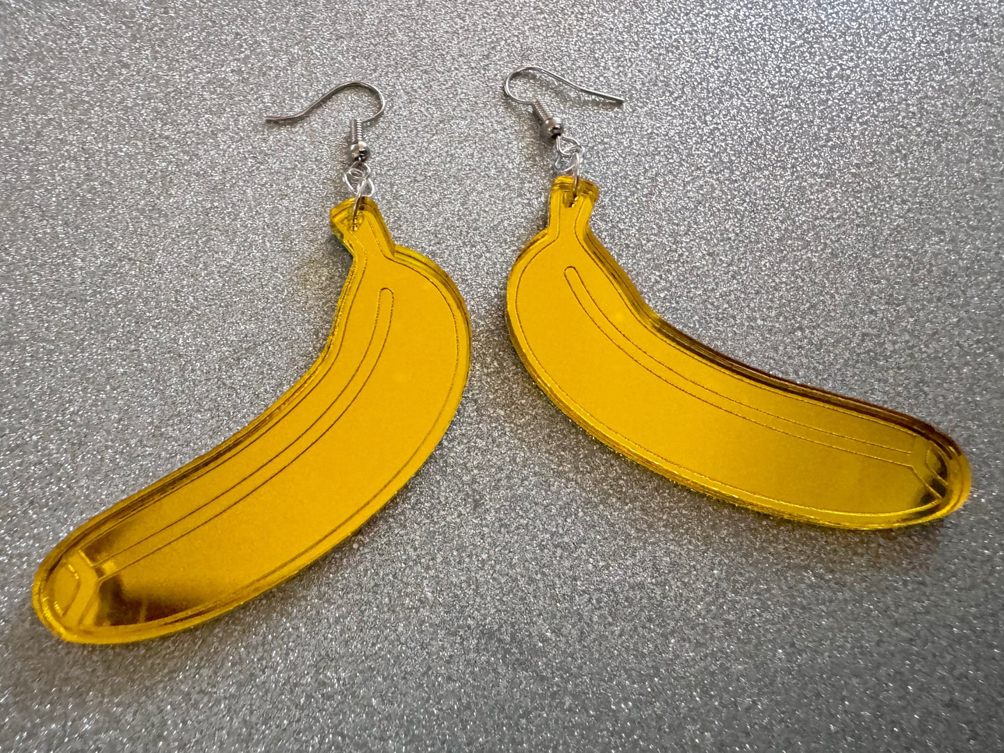 Banana Earrings: Laser Cut Acrylic Bananas, Fruit, Food Earrings, Breakfast, Food Earrings, Gold Bananas, Best Gifts for Her/Him/Them
