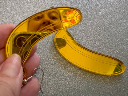 Banana Earrings: Laser Cut Acrylic Bananas, Fruit, Food Earrings, Breakfast, Food Earrings, Gold Bananas, Best Gifts for Her/Him/Them
