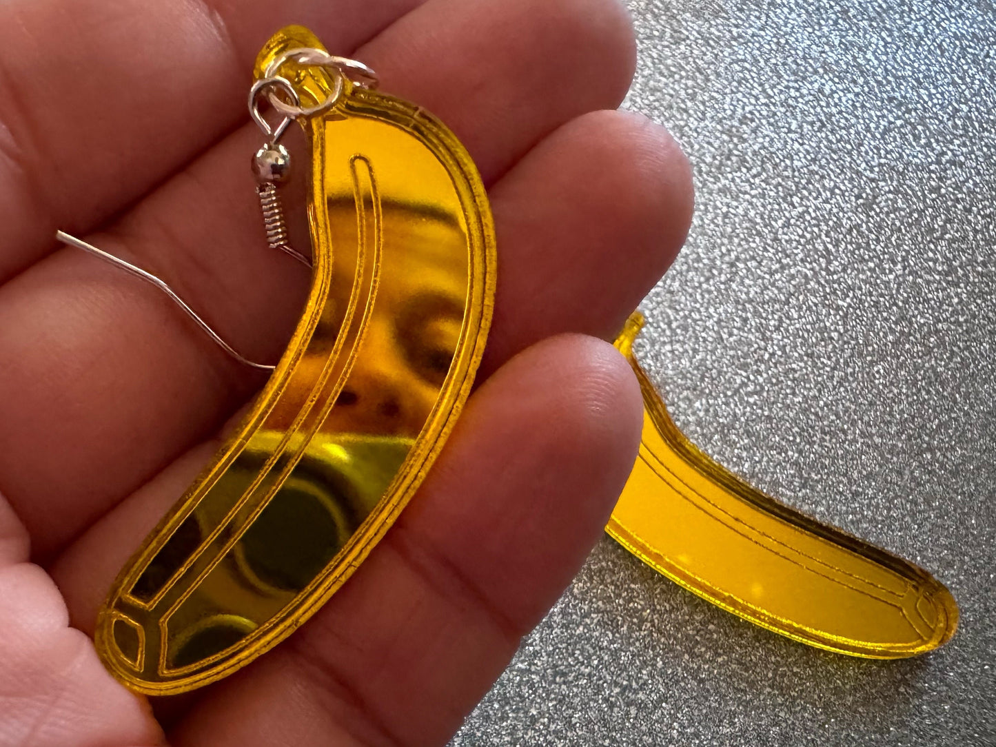 Banana Earrings: Laser Cut Acrylic Bananas, Fruit, Food Earrings, Breakfast, Food Earrings, Gold Bananas, Best Gifts for Her/Him/Them