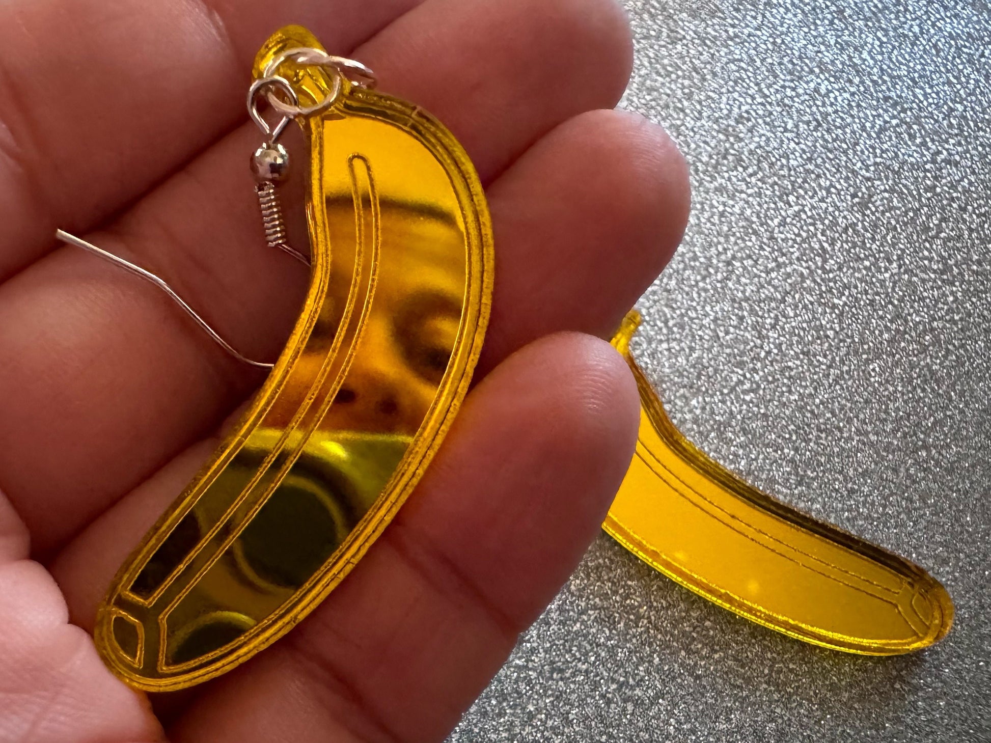 Banana Earrings: Laser Cut Acrylic Bananas, Fruit, Food Earrings, Breakfast, Food Earrings, Gold Bananas, Best Gifts for Her/Him/Them