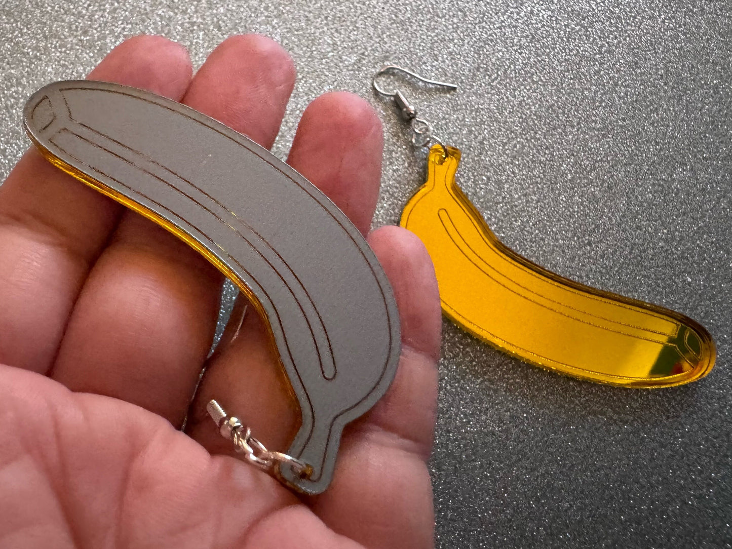 Banana Earrings: Laser Cut Acrylic Bananas, Fruit, Food Earrings, Breakfast, Food Earrings, Gold Bananas, Best Gifts for Her/Him/Them