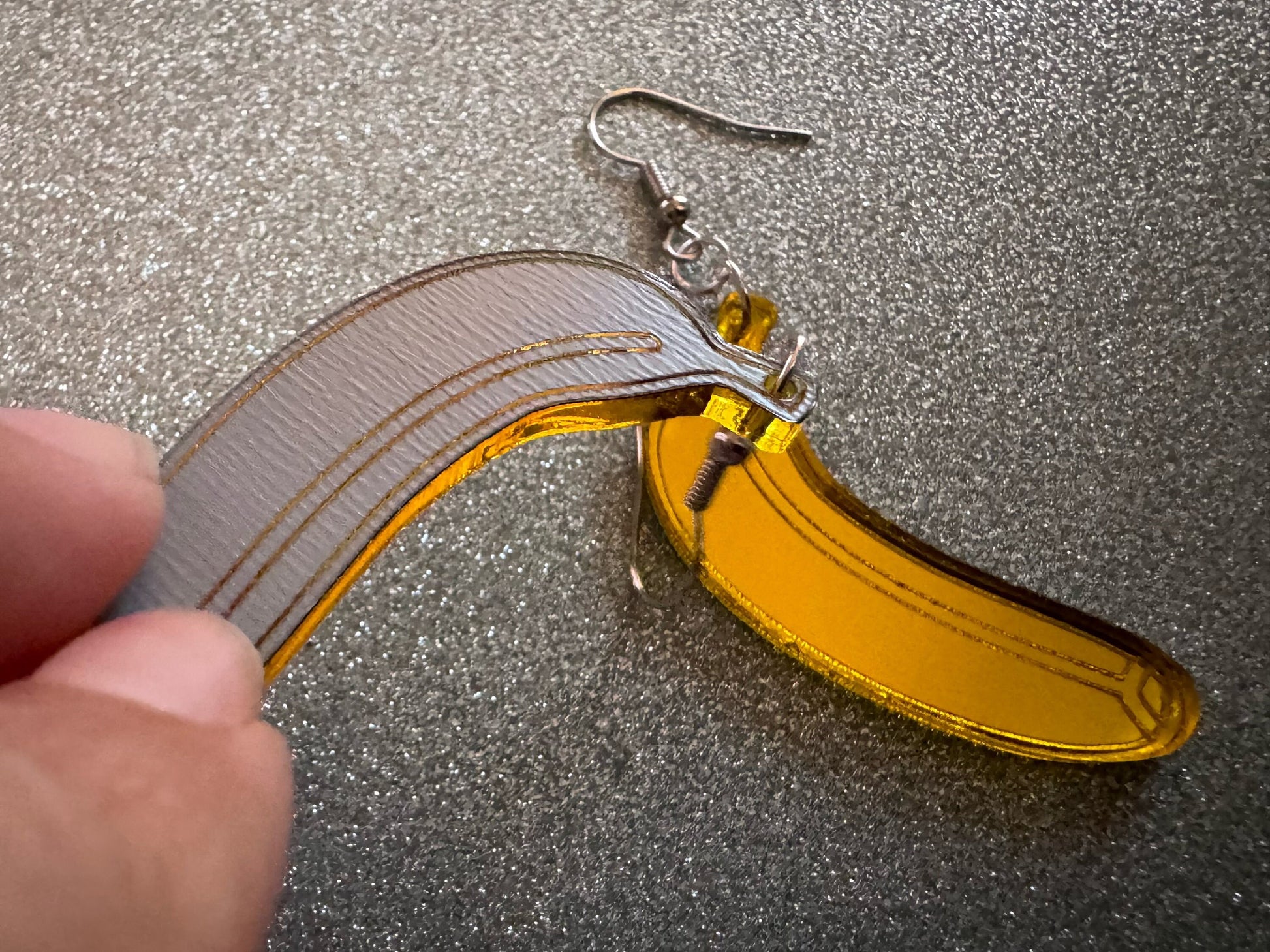 Banana Earrings: Laser Cut Acrylic Bananas, Fruit, Food Earrings, Breakfast, Food Earrings, Gold Bananas, Best Gifts for Her/Him/Them