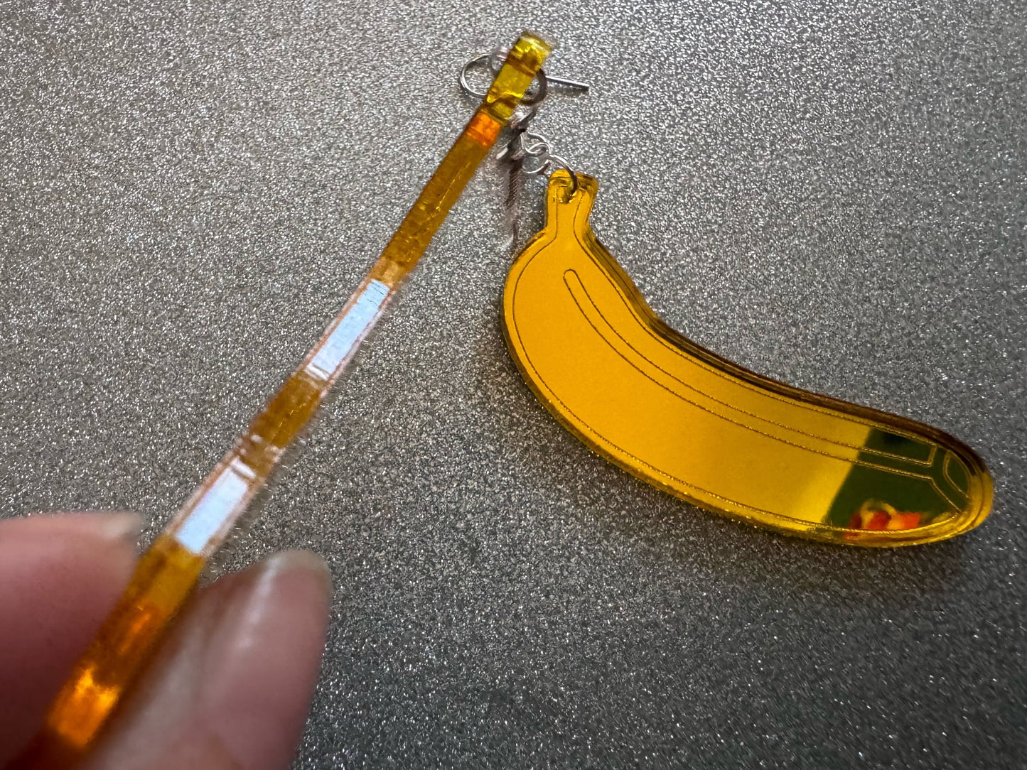 Banana Earrings: Laser Cut Acrylic Bananas, Fruit, Food Earrings, Breakfast, Food Earrings, Gold Bananas, Best Gifts for Her/Him/Them
