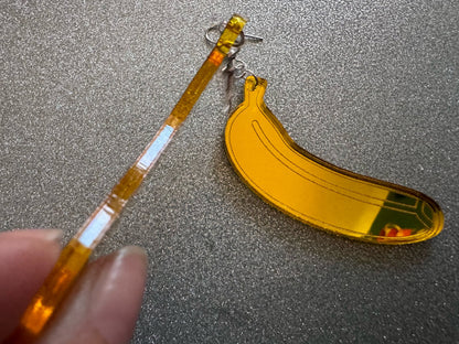 Banana Earrings: Laser Cut Acrylic Bananas, Fruit, Food Earrings, Breakfast, Food Earrings, Gold Bananas, Best Gifts for Her/Him/Them