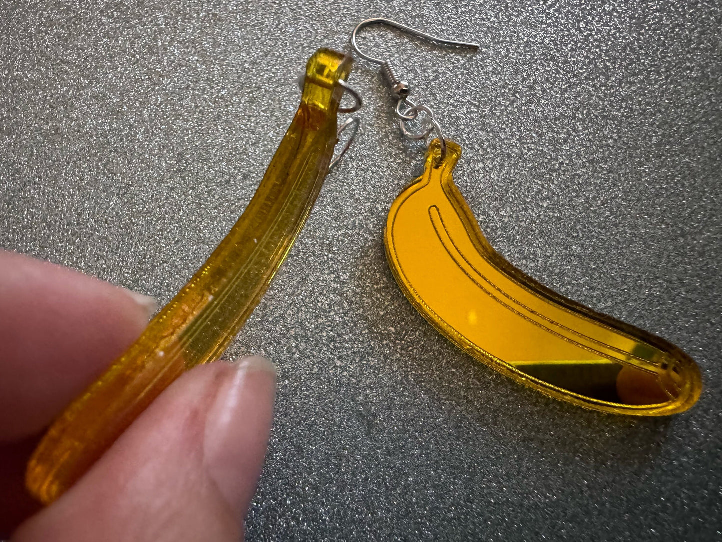 Banana Earrings: Laser Cut Acrylic Bananas, Fruit, Food Earrings, Breakfast, Food Earrings, Gold Bananas, Best Gifts for Her/Him/Them