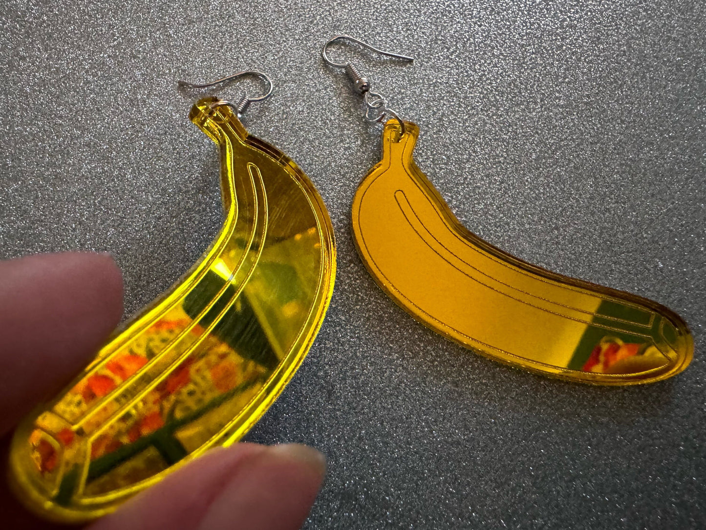 Banana Earrings: Laser Cut Acrylic Bananas, Fruit, Food Earrings, Breakfast, Food Earrings, Gold Bananas, Best Gifts for Her/Him/Them