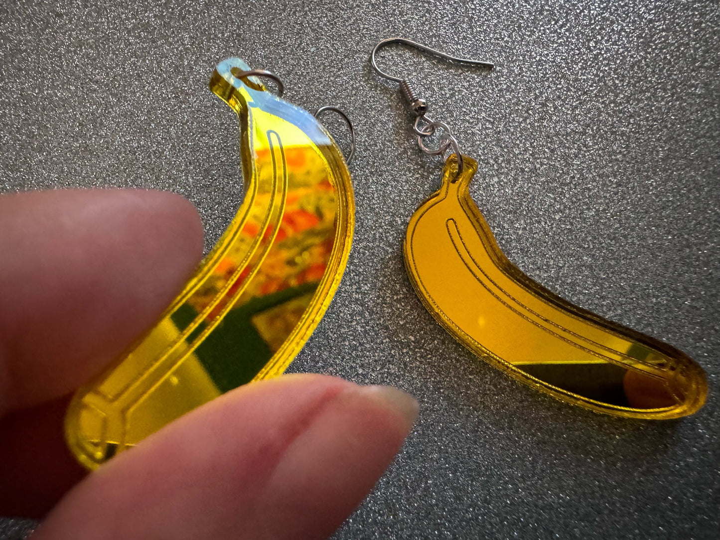 Banana Earrings: Laser Cut Acrylic Bananas, Fruit, Food Earrings, Breakfast, Food Earrings, Gold Bananas, Best Gifts for Her/Him/Them