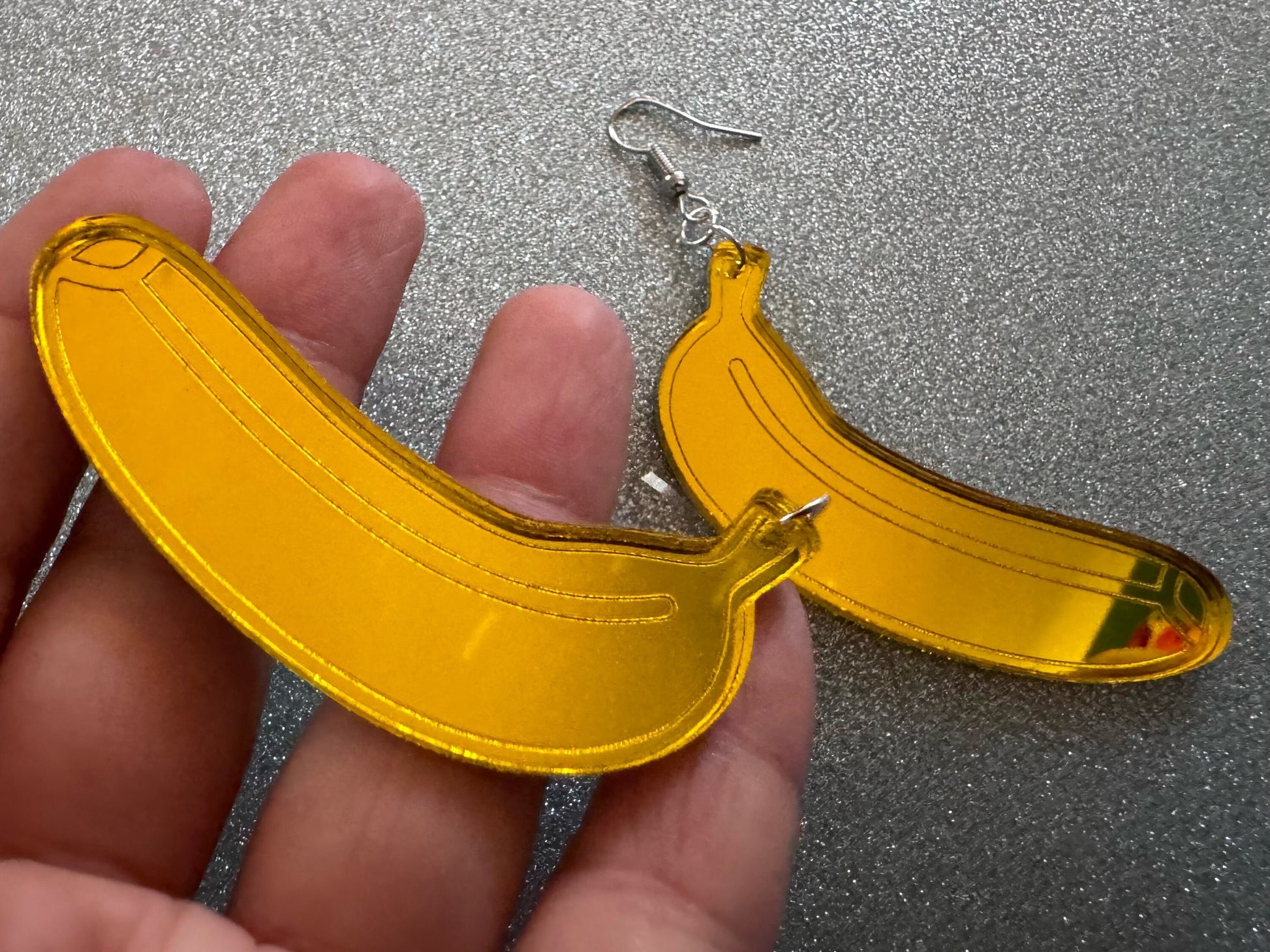 Banana Earrings: Laser Cut Acrylic Bananas, Fruit, Food Earrings, Breakfast, Food Earrings, Gold Bananas, Best Gifts for Her/Him/Them