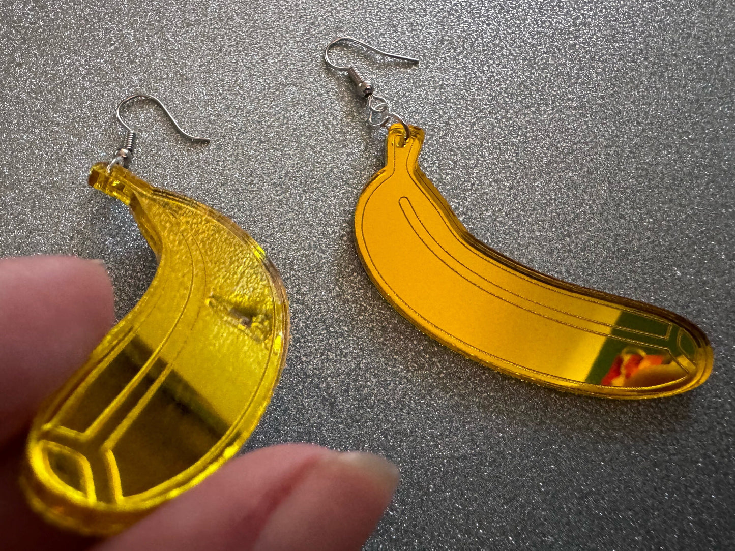 Banana Earrings: Laser Cut Acrylic Bananas, Fruit, Food Earrings, Breakfast, Food Earrings, Gold Bananas, Best Gifts for Her/Him/Them