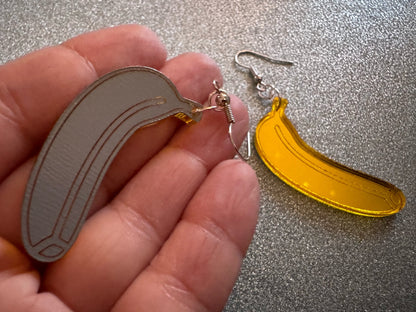 Banana Earrings: Laser Cut Acrylic Bananas, Fruit, Food Earrings, Breakfast, Food Earrings, Gold Bananas, Best Gifts for Her/Him/Them