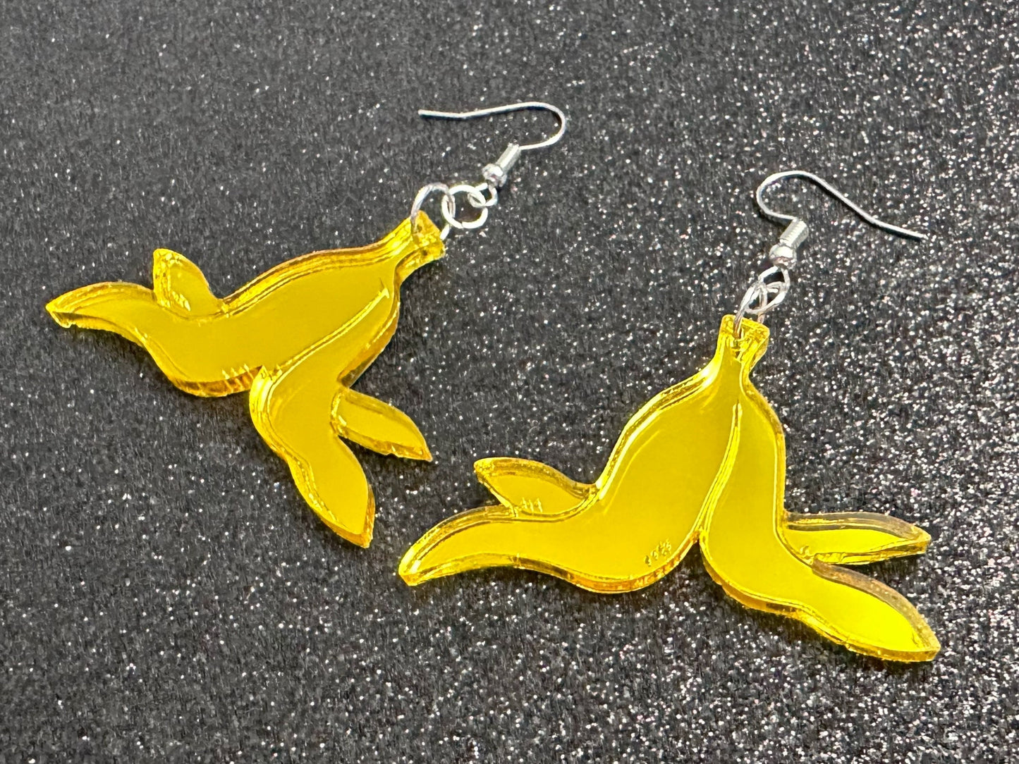 Banana Peel Earrings: Laser Cut Acrylic Bananas, Fruit, Food Earrings, Breakfast, Food Earrings, Gold Bananas, Best Gifts for Her/Him/Them