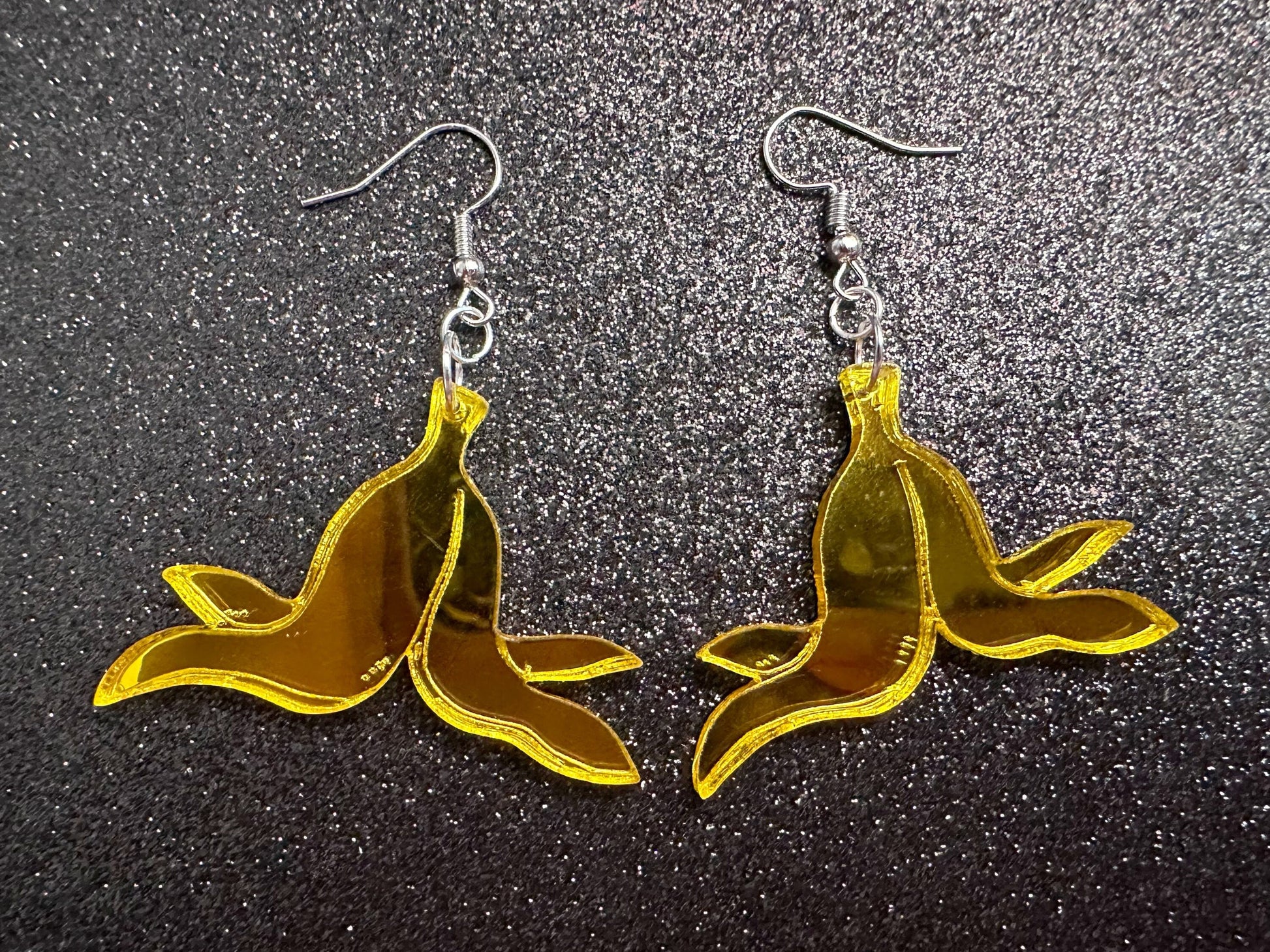 Banana Peel Earrings: Laser Cut Acrylic Bananas, Fruit, Food Earrings, Breakfast, Food Earrings, Gold Bananas, Best Gifts for Her/Him/Them