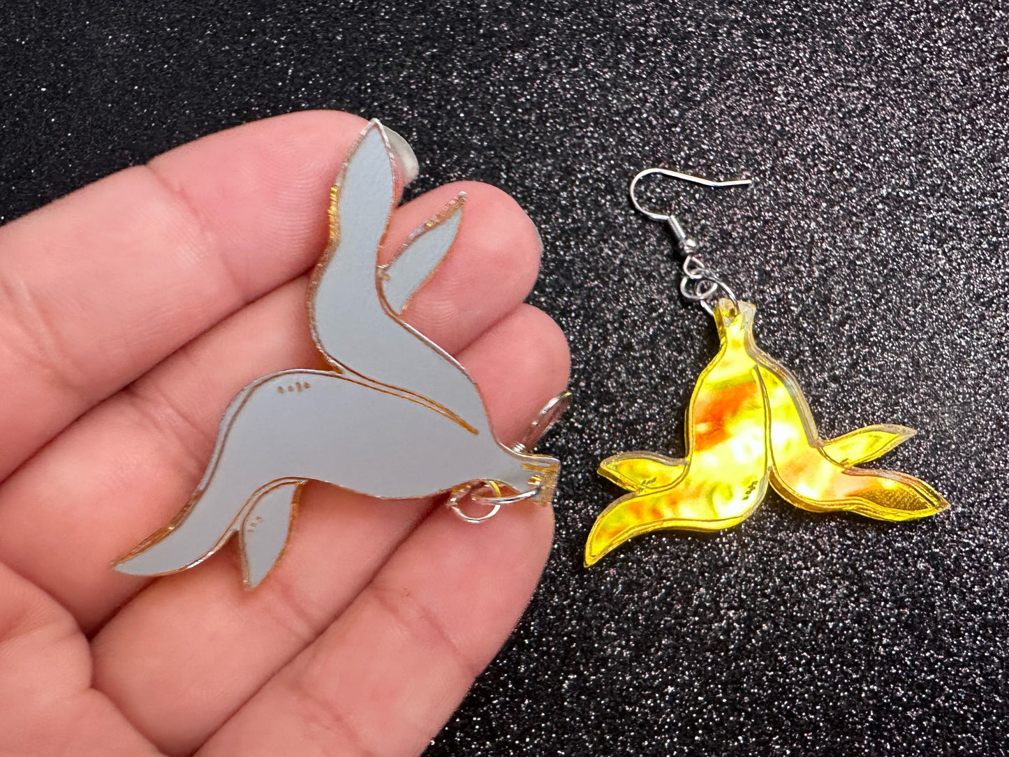 Banana Peel Earrings: Laser Cut Acrylic Bananas, Fruit, Food Earrings, Breakfast, Food Earrings, Gold Bananas, Best Gifts for Her/Him/Them