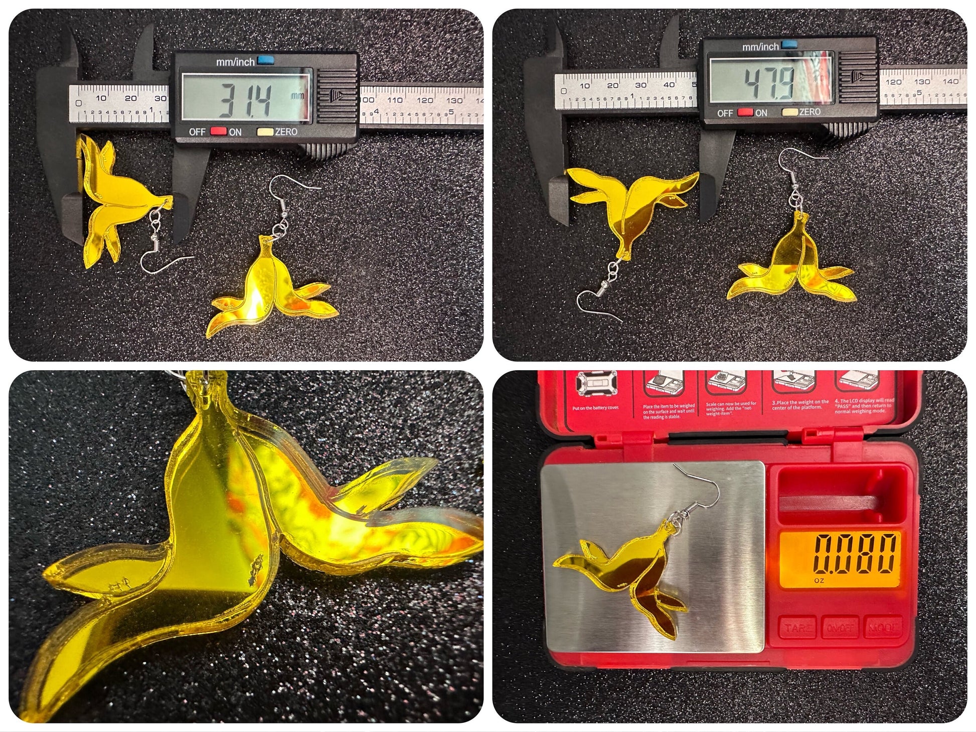 Banana Peel Earrings: Laser Cut Acrylic Bananas, Fruit, Food Earrings, Breakfast, Food Earrings, Gold Bananas, Best Gifts for Her/Him/Them