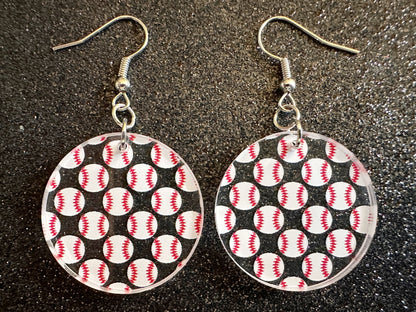 Baseball Earrings: Laser Cut Acrylic Baseball Balls, Sports Team, Sport Teams, Pitcher, Play, MLB, Baseballs, Best Gifts for Her/Him/Them