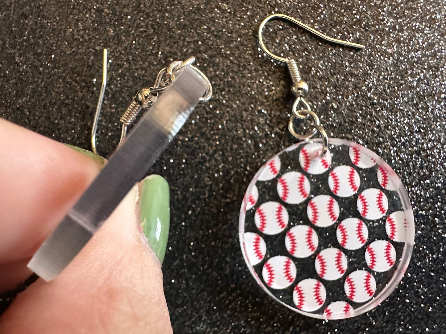 Baseball Earrings: Laser Cut Acrylic Baseball Balls, Sports Team, Sport Teams, Pitcher, Play, MLB, Baseballs, Best Gifts for Her/Him/Them