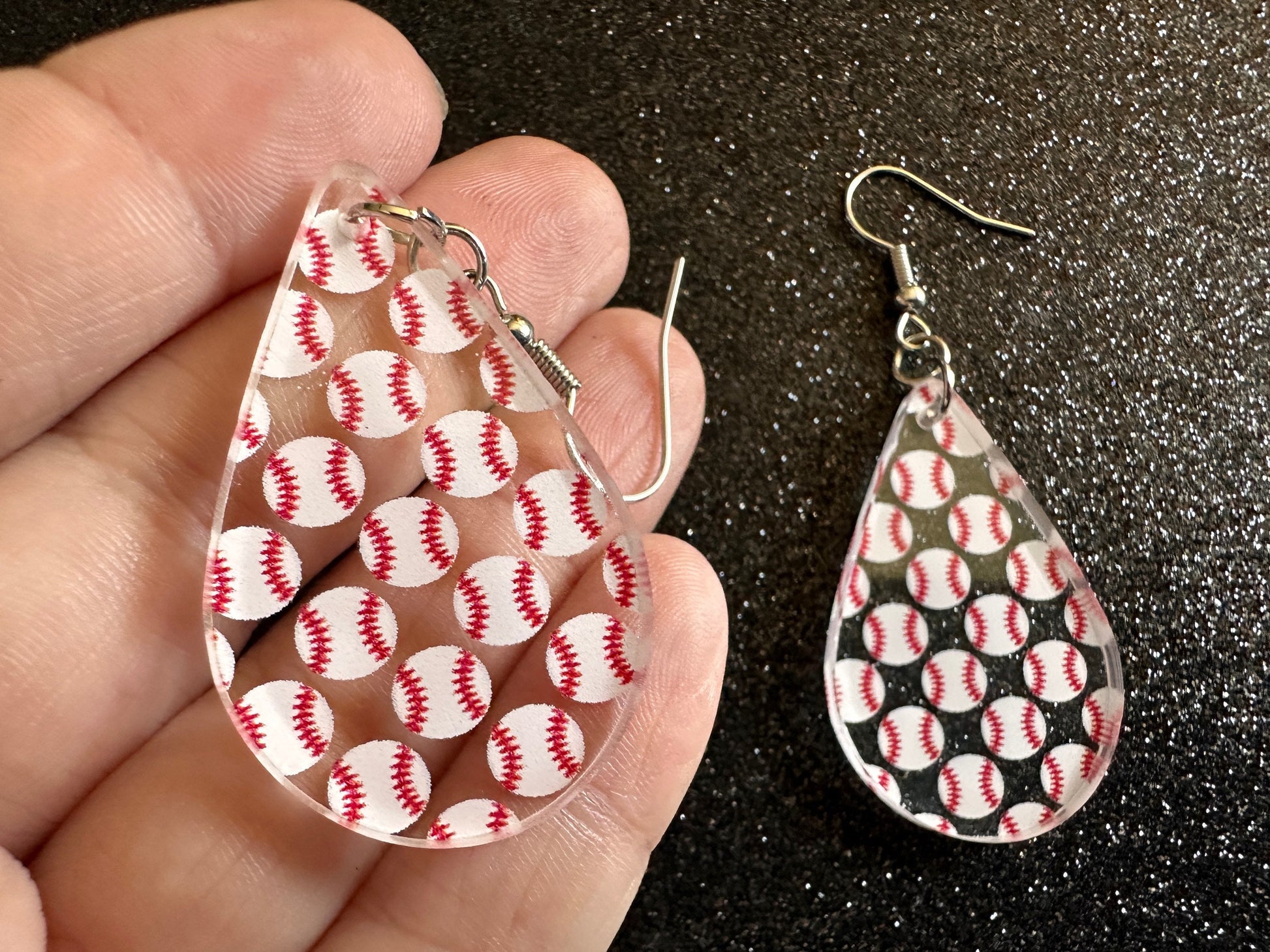 Baseball Earrings: Laser Cut Acrylic Baseball Balls, Sports Team, Sport Teams, Pitcher, Play, MLB, Baseballs, Best Gifts for Her/Him/Them