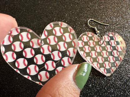 Baseball Earrings: Laser Cut Acrylic Baseball Balls, Sports Team, Sport Teams, Pitcher, Play, MLB, Baseballs, Best Gifts for Her/Him/Them