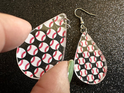 Baseball Earrings: Laser Cut Acrylic Baseball Balls, Sports Team, Sport Teams, Pitcher, Play, MLB, Baseballs, Best Gifts for Her/Him/Them