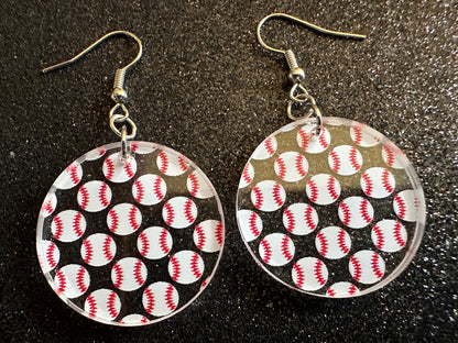 Baseball Earrings: Laser Cut Acrylic Baseball Balls, Sports Team, Sport Teams, Pitcher, Play, MLB, Baseballs, Best Gifts for Her/Him/Them