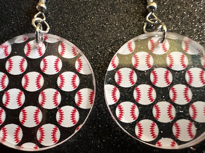 Baseball Earrings: Laser Cut Acrylic Baseball Balls, Sports Team, Sport Teams, Pitcher, Play, MLB, Baseballs, Best Gifts for Her/Him/Them