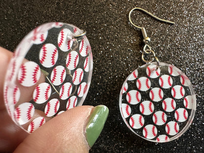 Baseball Earrings: Laser Cut Acrylic Baseball Balls, Sports Team, Sport Teams, Pitcher, Play, MLB, Baseballs, Best Gifts for Her/Him/Them